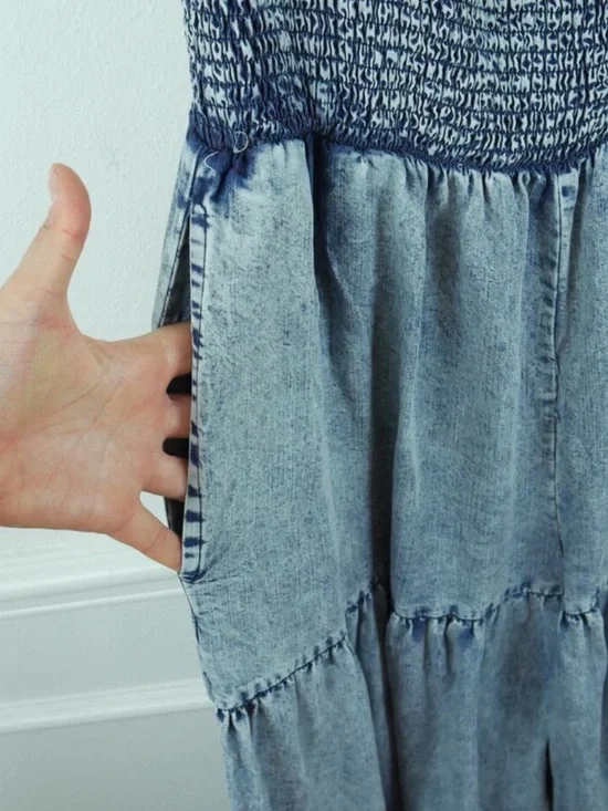 Oli & Hali Mineral Washed Songbird Ruffle Bodice Wide Leg Jumpsuit Small - Picture 8 of 12